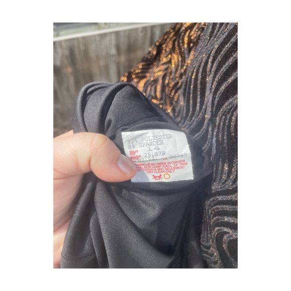 Vintage | 90s Formal Gown Dress Velvet Burnout Gold Metallic Spaghetti Straps 14 - Picture 7 of 14